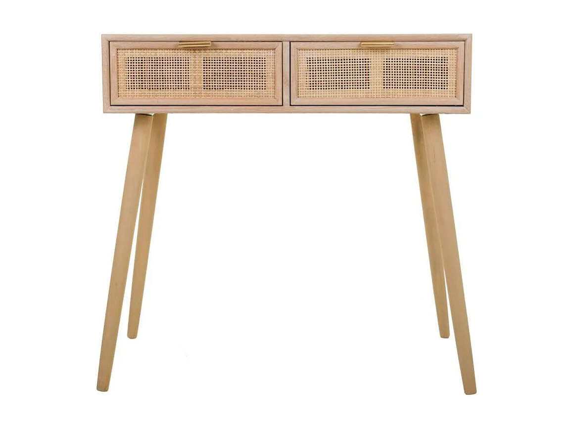 Mobiletto da ingresso in legno e rete con 2 cassetti