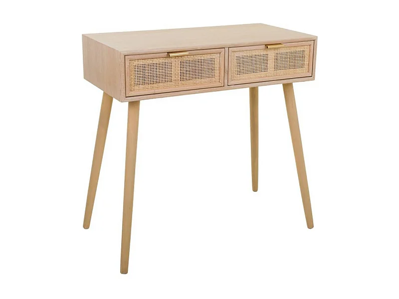 Mobiletto da ingresso in legno e rete con 2 cassetti