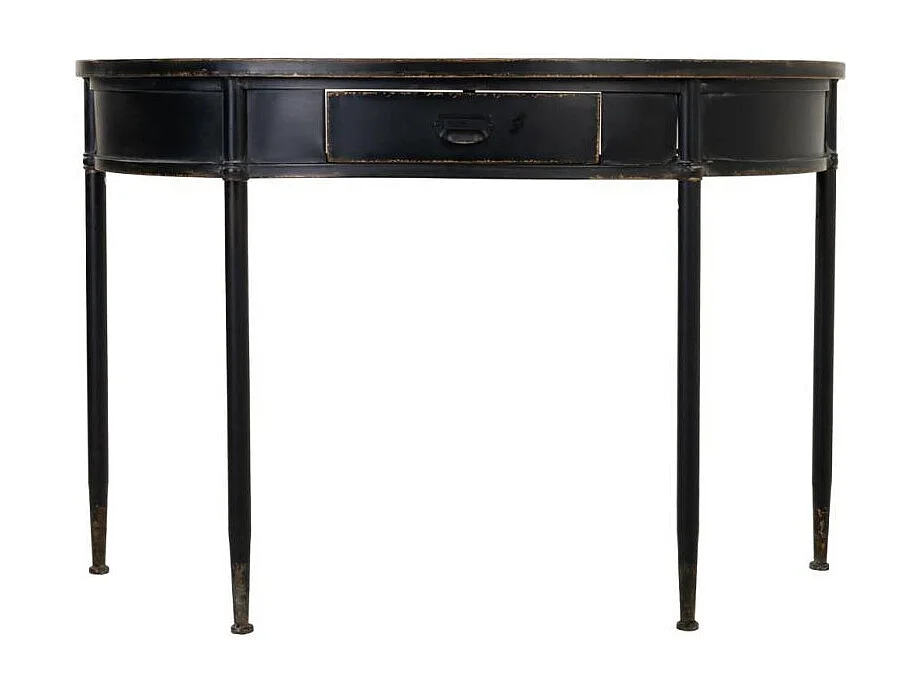 Zwarte metalen consoleset voor de hal met 1 lade