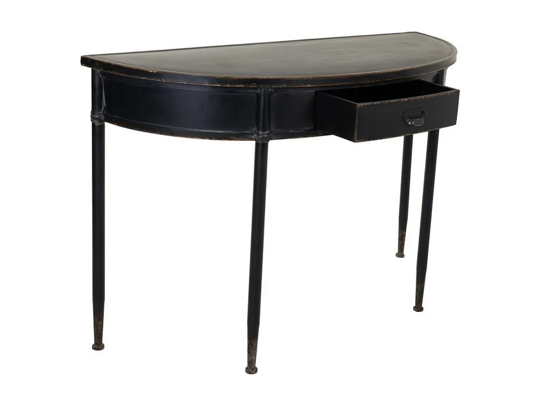 Zwarte metalen consoleset voor de hal met 1 lade