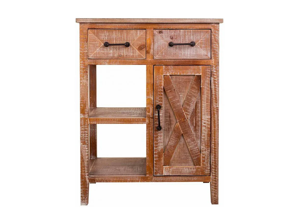 Mobiletto da ingresso in legno con 2 cassetti e 1 anta