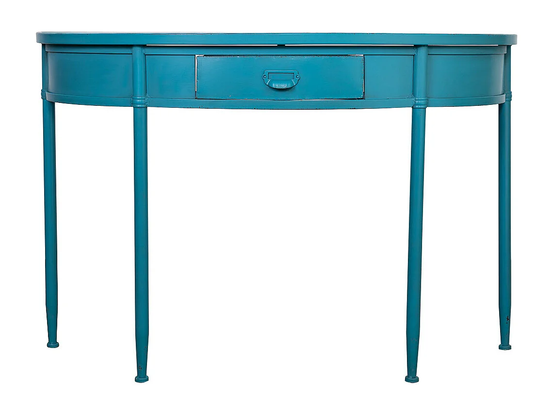 Metalen haltafel met 1 lade, verouderd blauw
