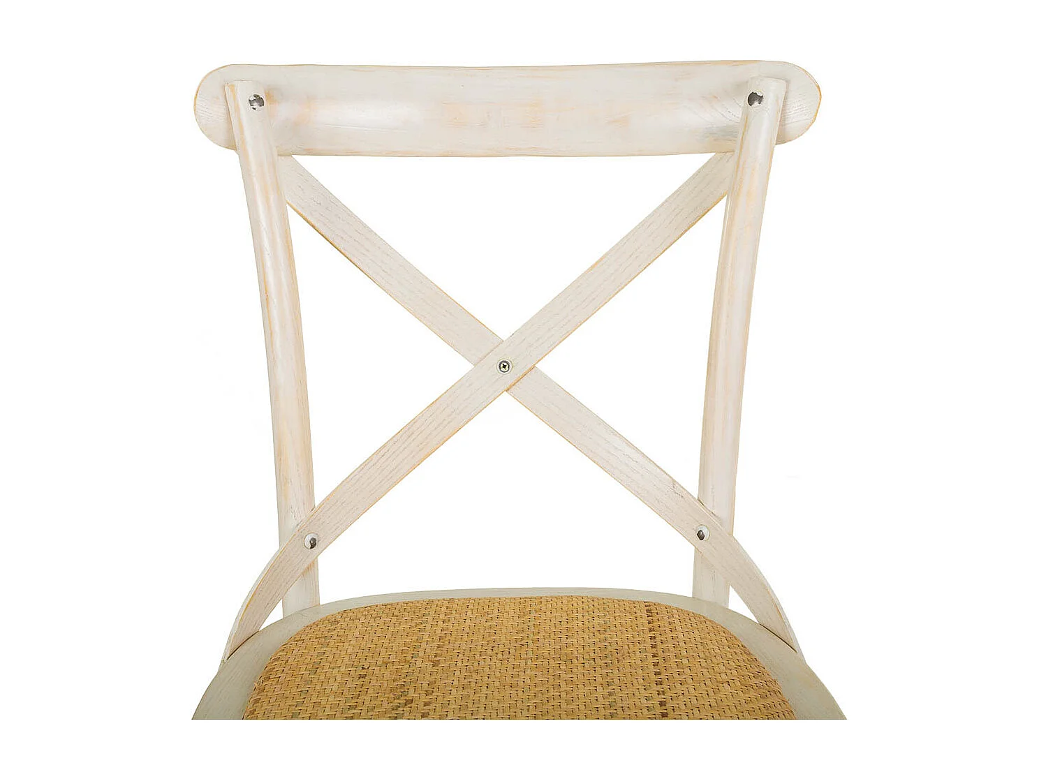 Taburete de madera y asiento de ratán blanco 45x53x75/116