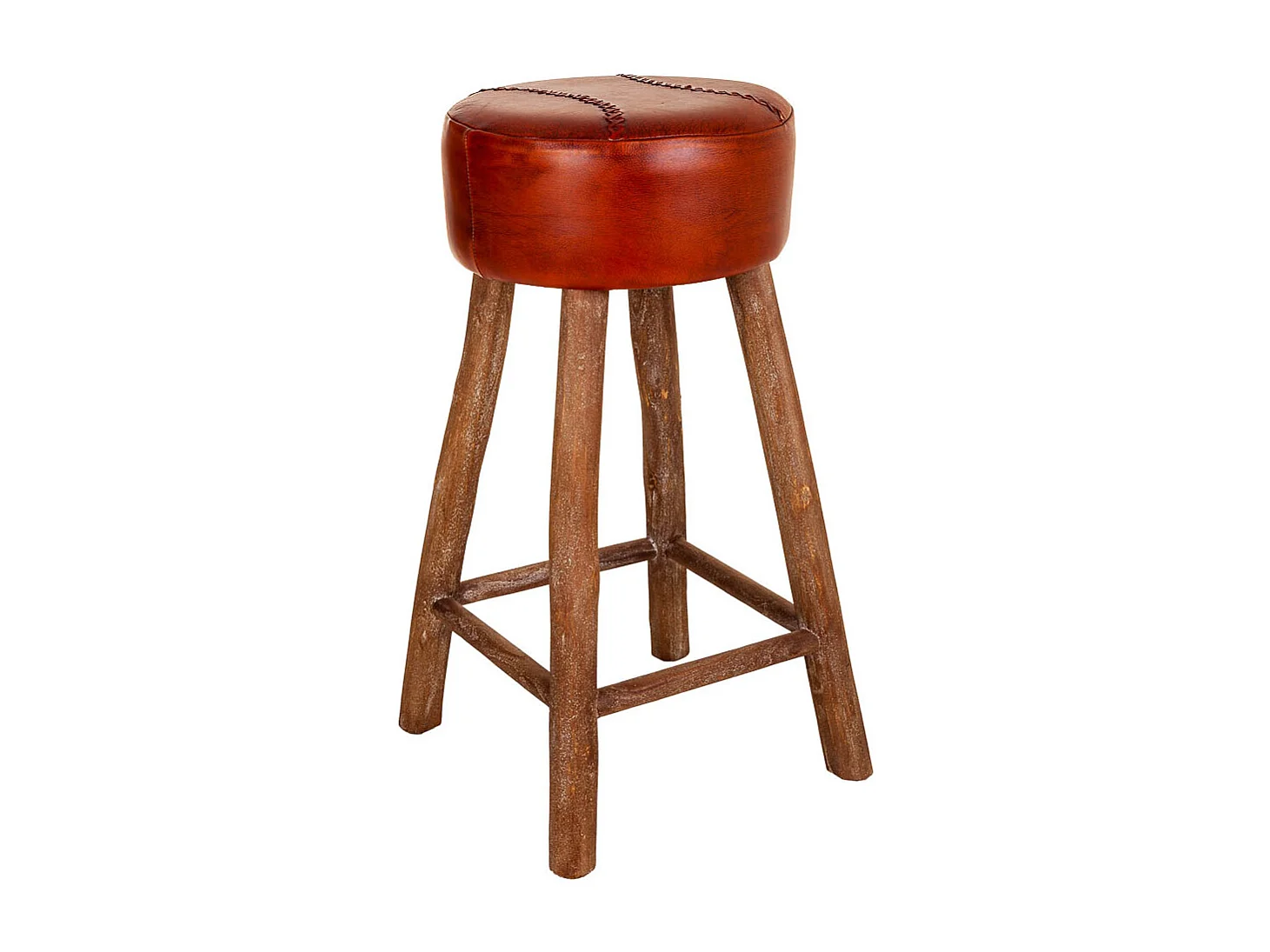 Tabouret en cuir rouge 41x41x78h