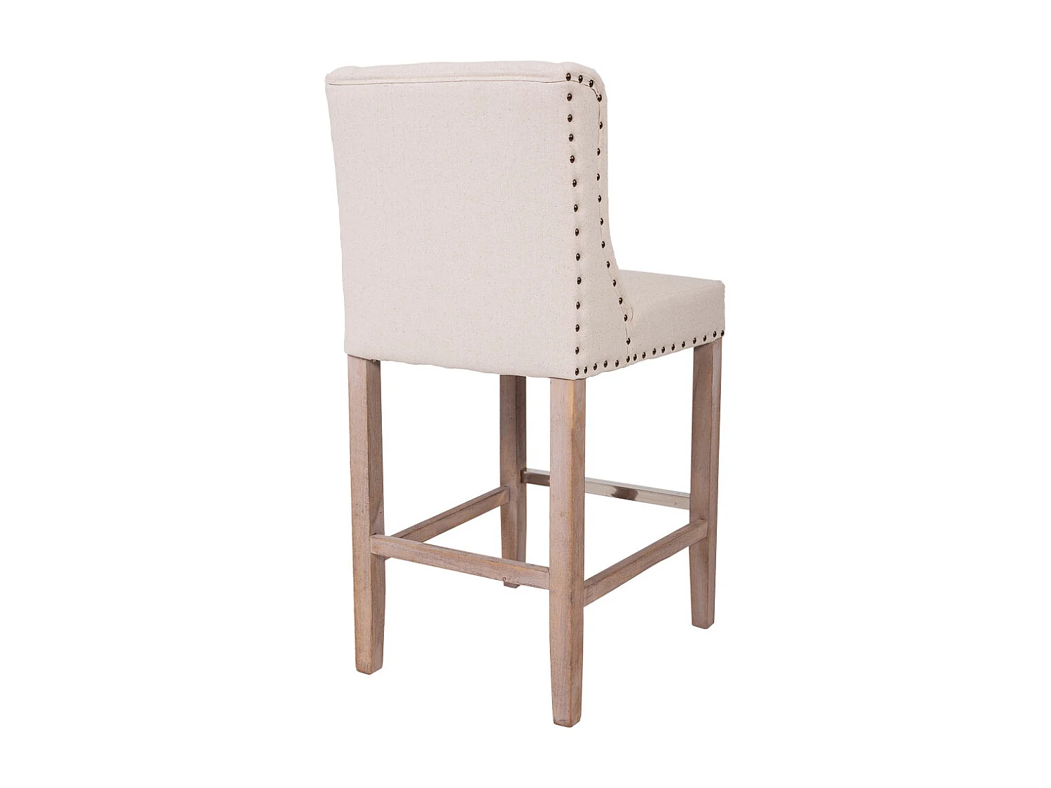 Banqueta estofada em madeira e bege 48x58x67/104