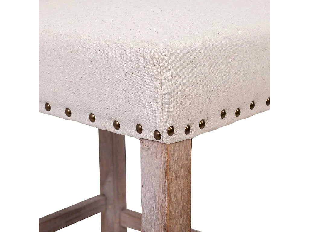 Banqueta estofada em madeira e bege 48x58x67/104