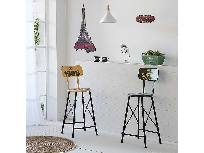 Tabouret en métal jaune 46x100x40h cm