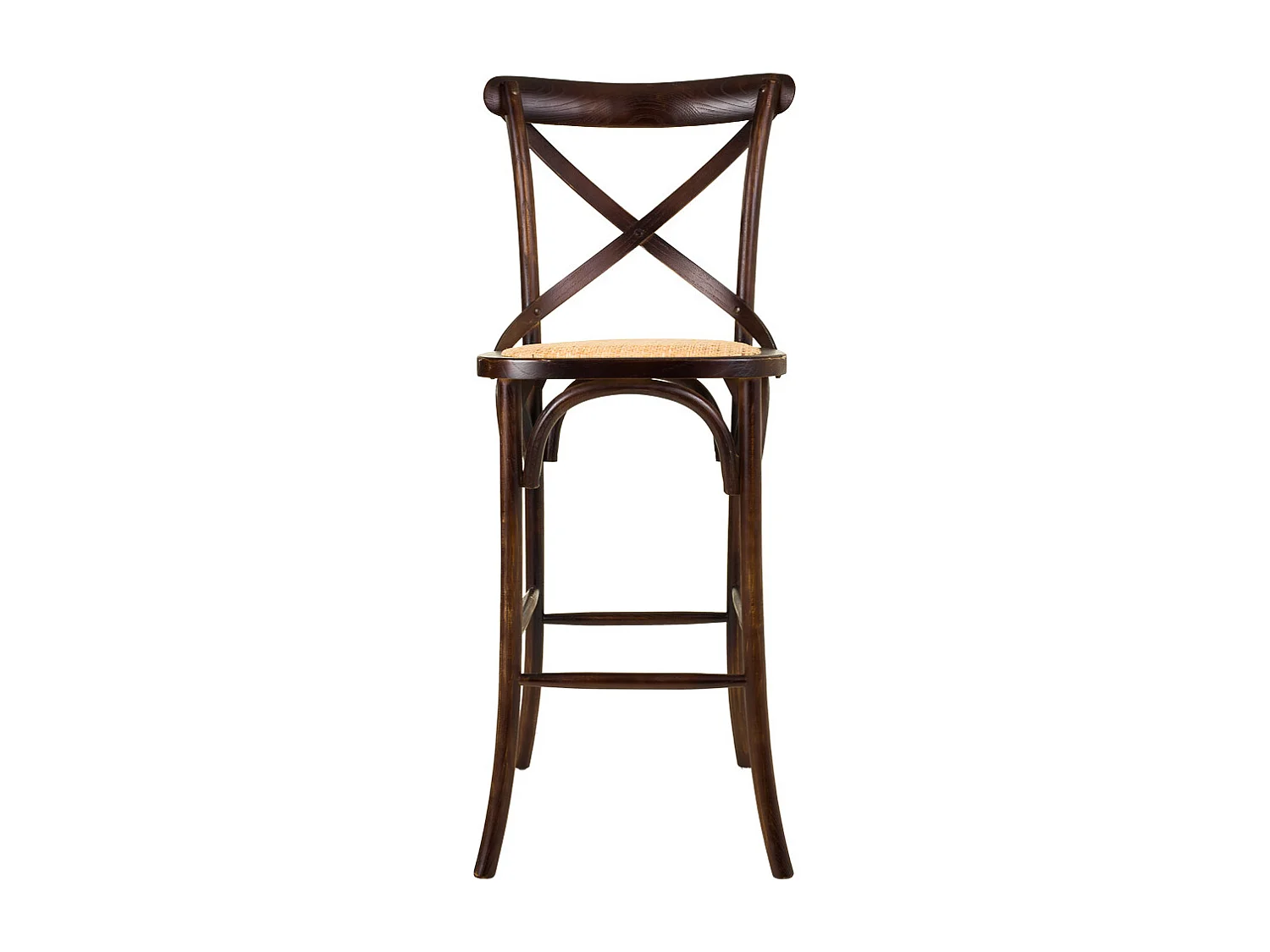 Sgabello in legno e seduta in rattan marrone 45x53x75/116h