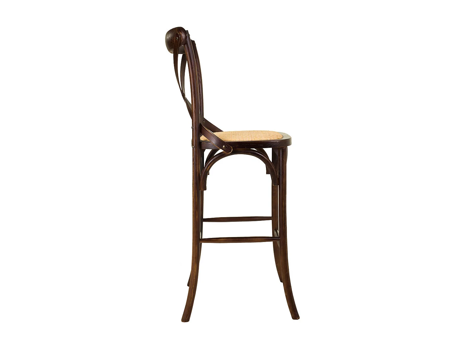 Sgabello in legno e seduta in rattan marrone 45x53x75/116h