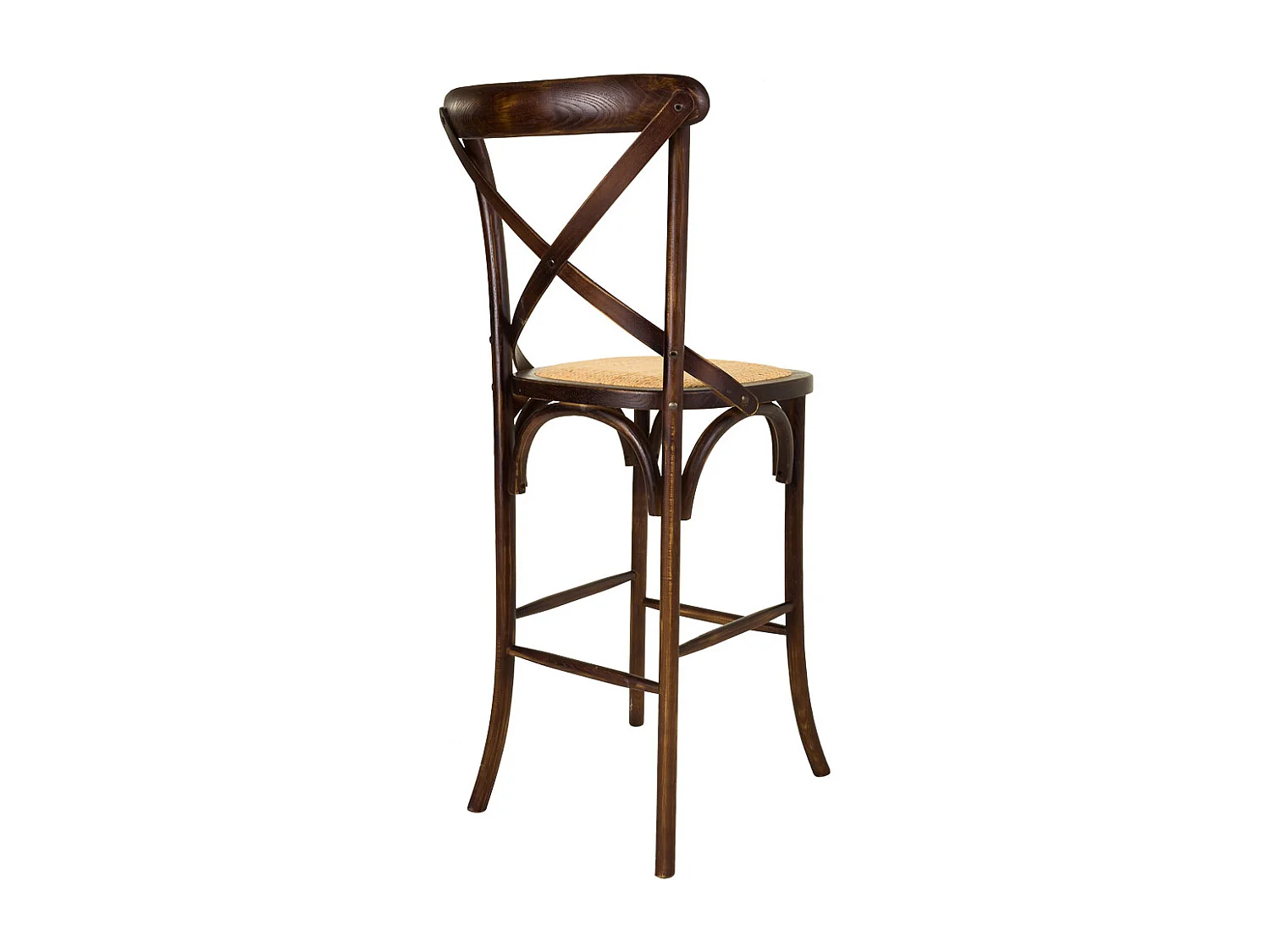 Sgabello in legno e seduta in rattan marrone 45x53x75/116h