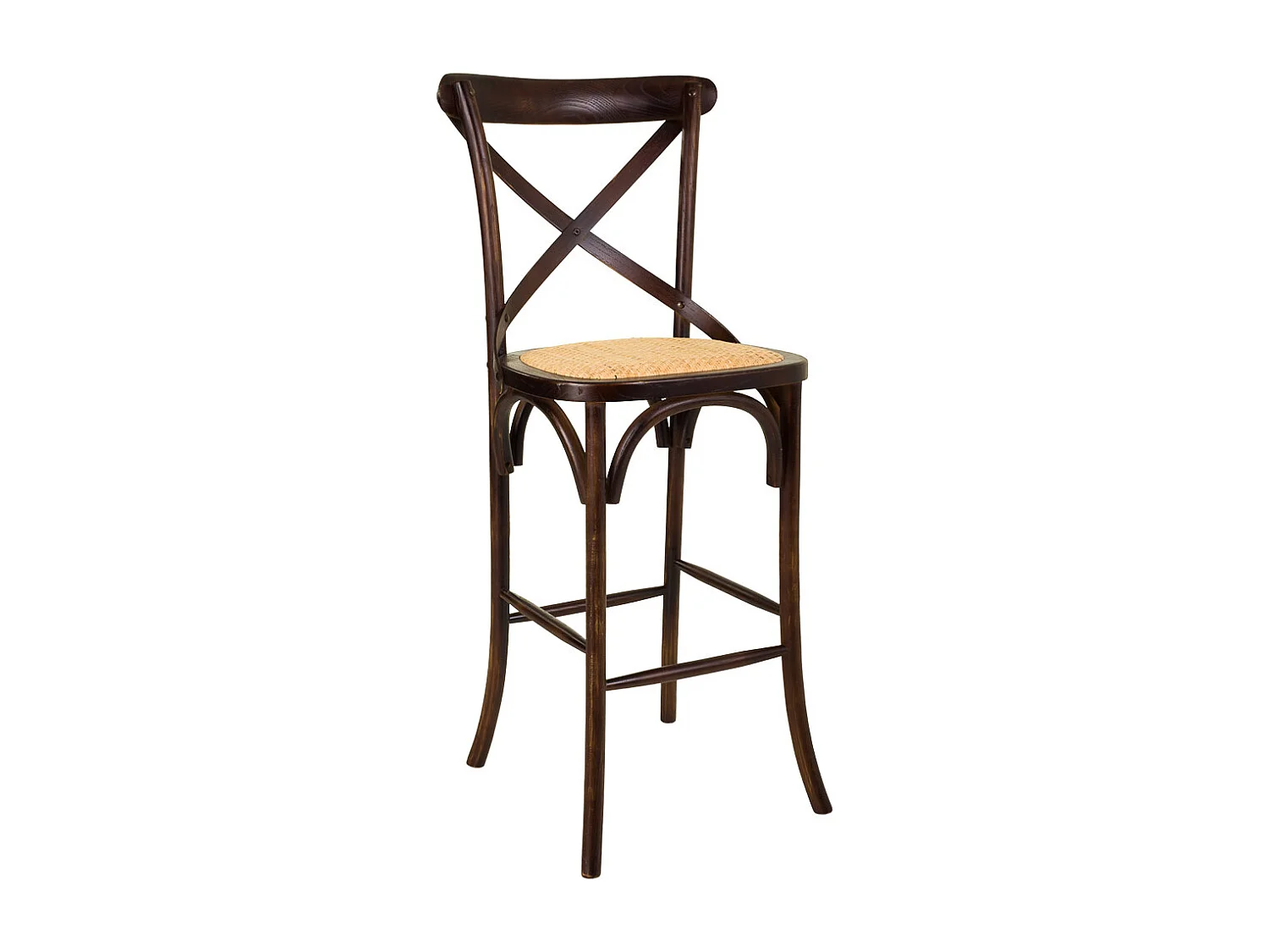 Tabouret en bois et assise en rotin marron 45x53x75/116h