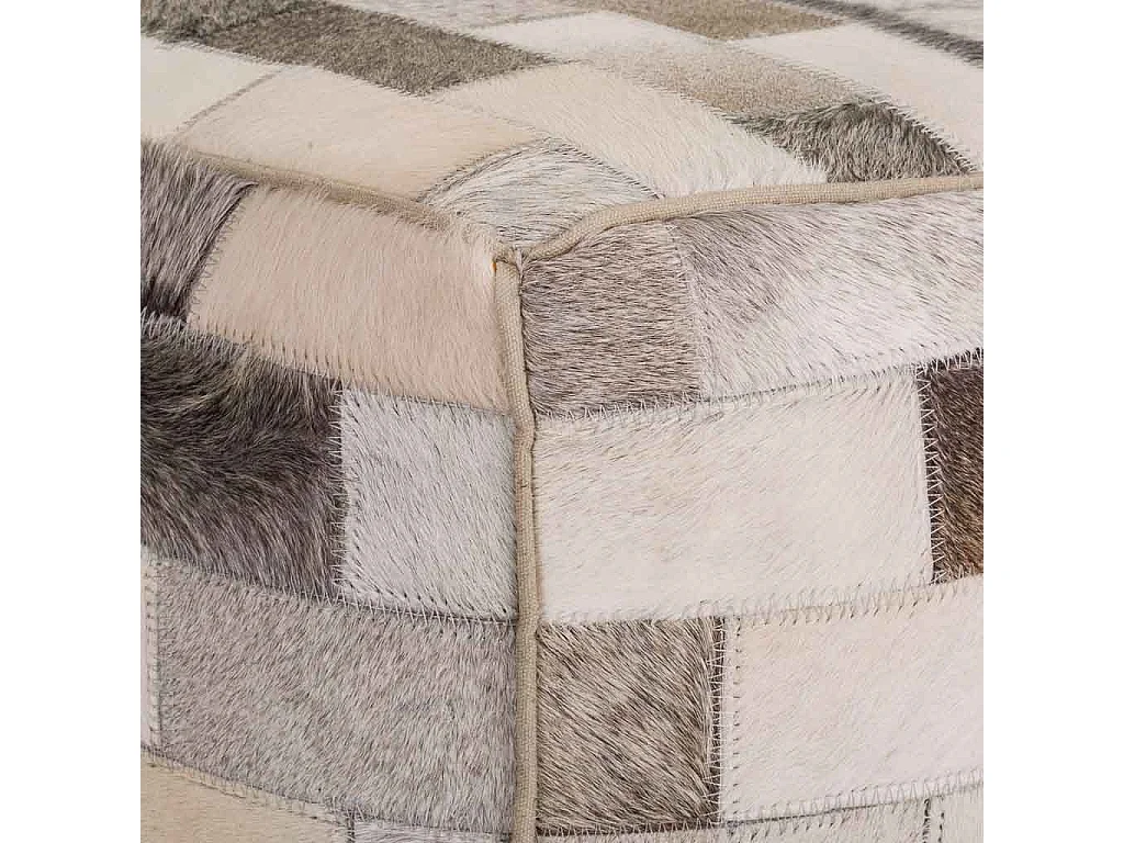 Pouf en cuir marron 44x44x44h cm