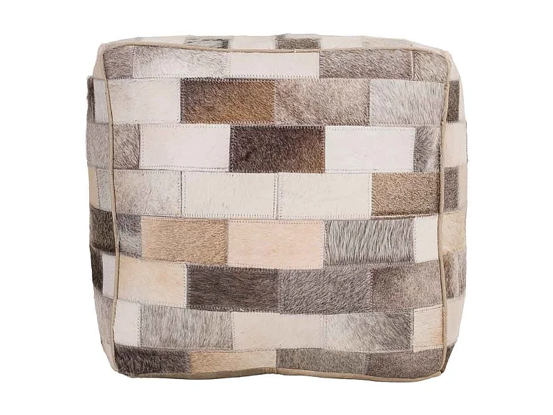 Pouf en cuir marron 44x44x44h cm