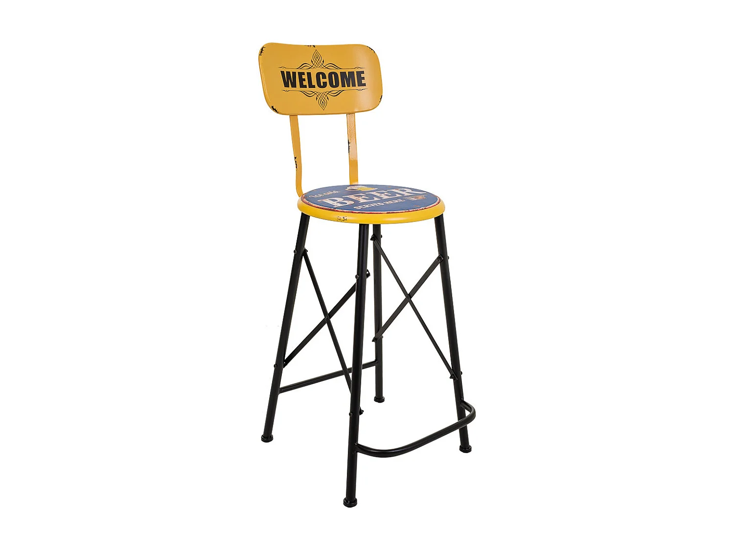 Tabouret en métal jaune 46x100x40h cm