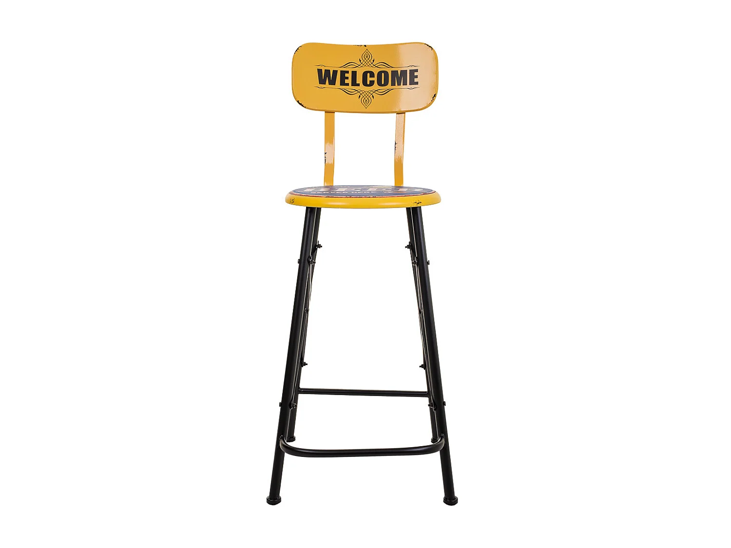 Tabouret en métal jaune 46x100x40h cm