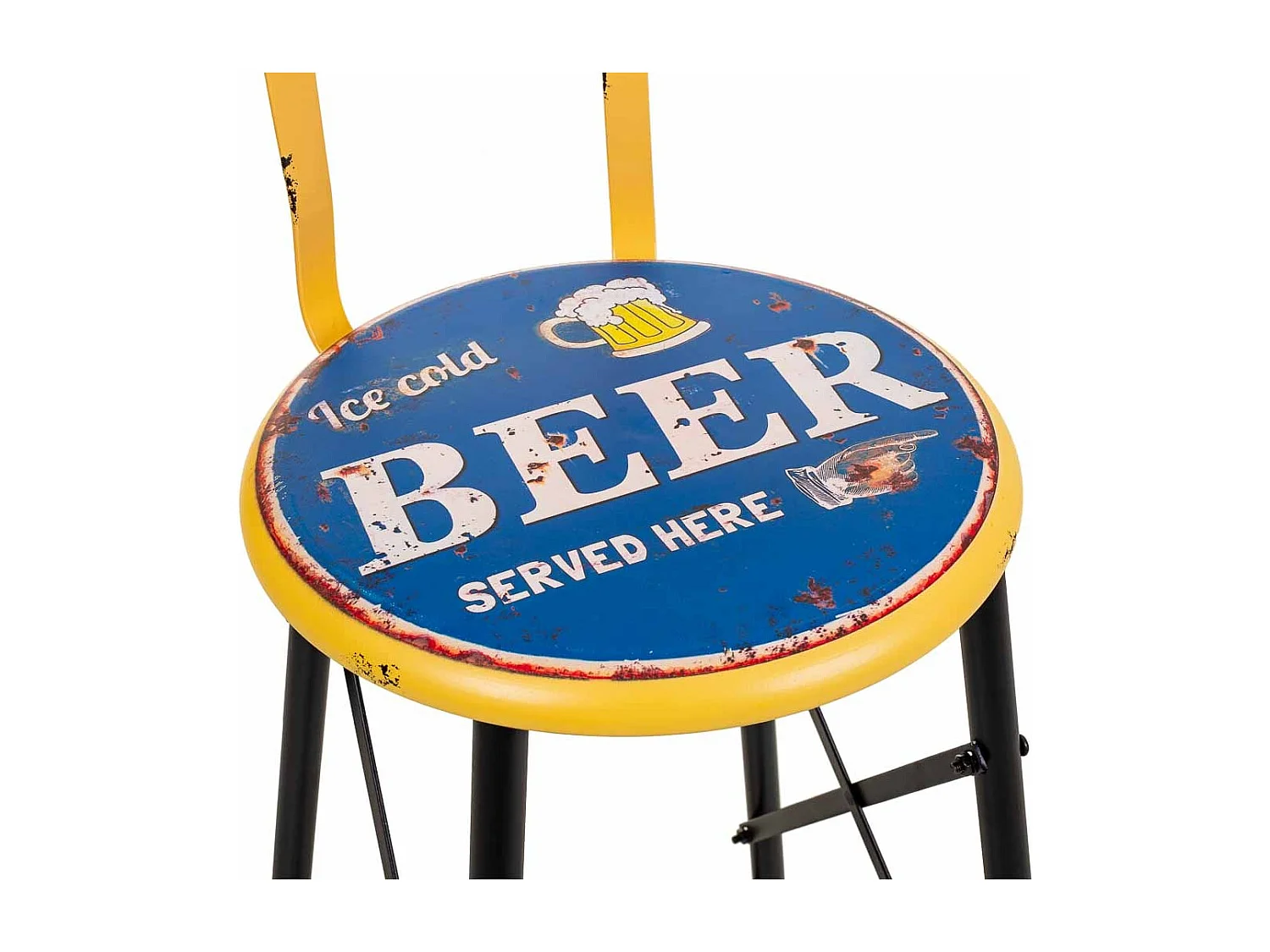 Tabouret en métal jaune 46x100x40h cm