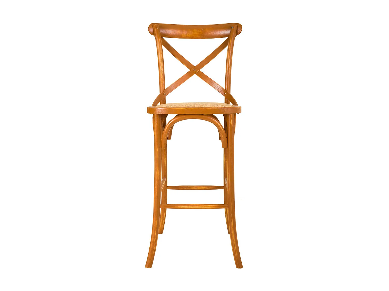 Banqueta de madeira e assento de rattan marrom 45x53x75/116