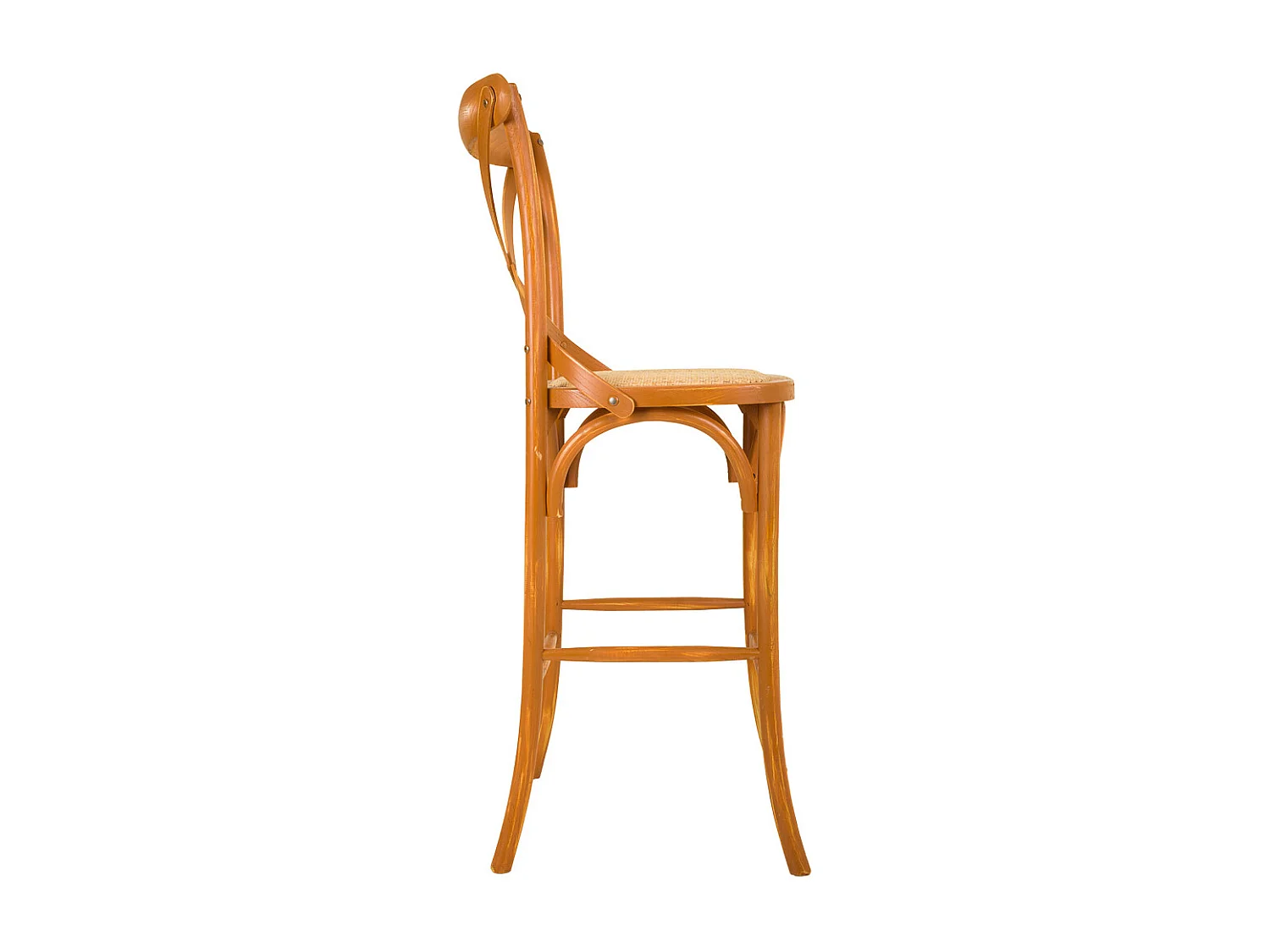 Banqueta de madeira e assento de rattan marrom 45x53x75/116