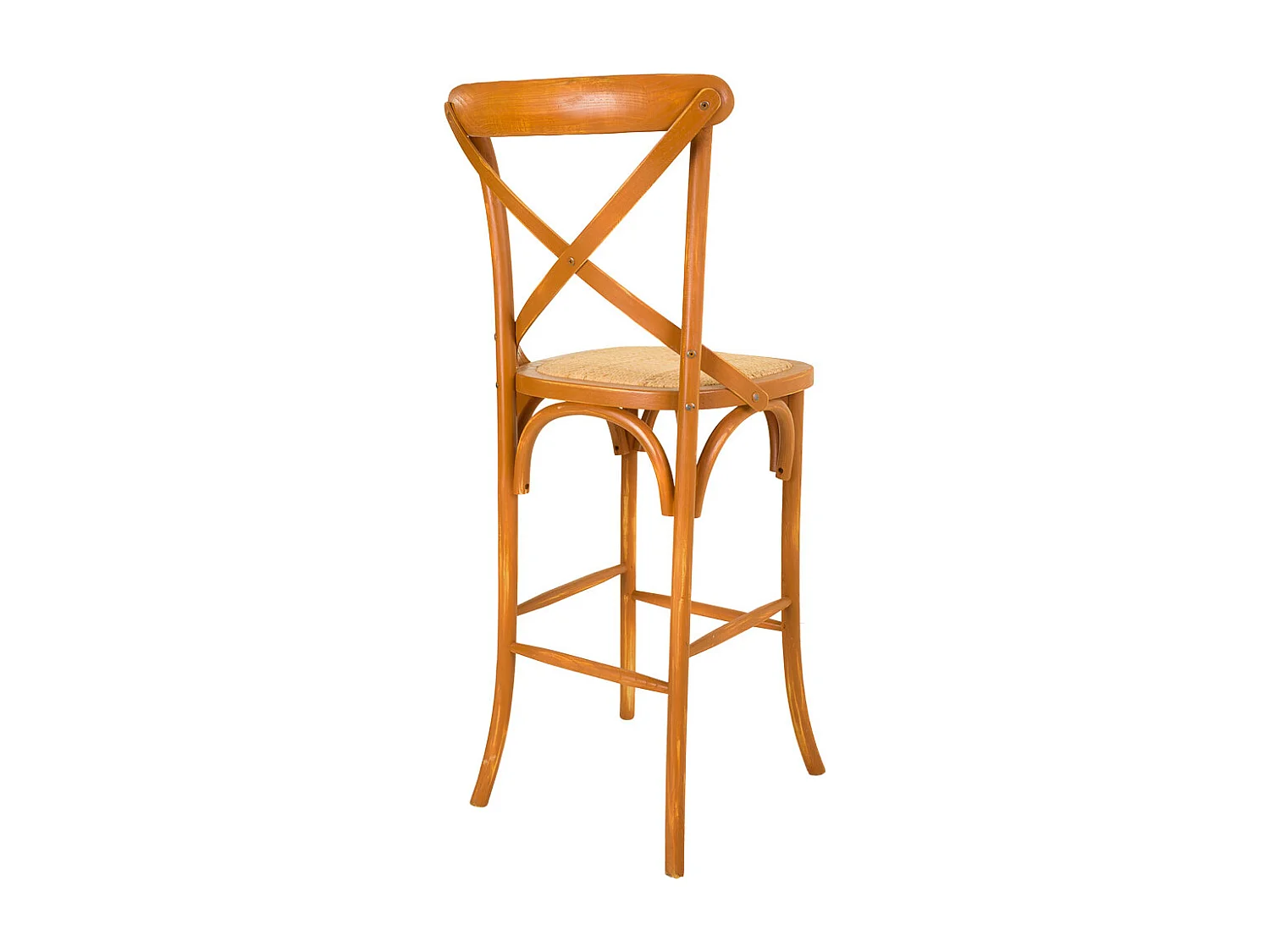 Banqueta de madeira e assento de rattan marrom 45x53x75/116
