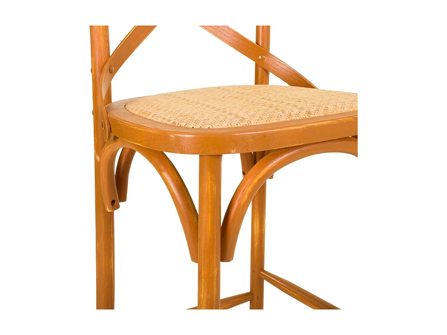 Banqueta de madeira e assento de rattan marrom 45x53x75/116