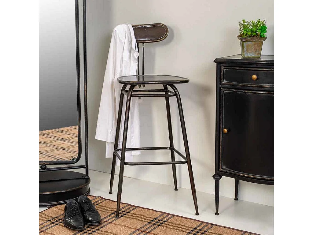 Tabouret en métal marron 45x36x106h