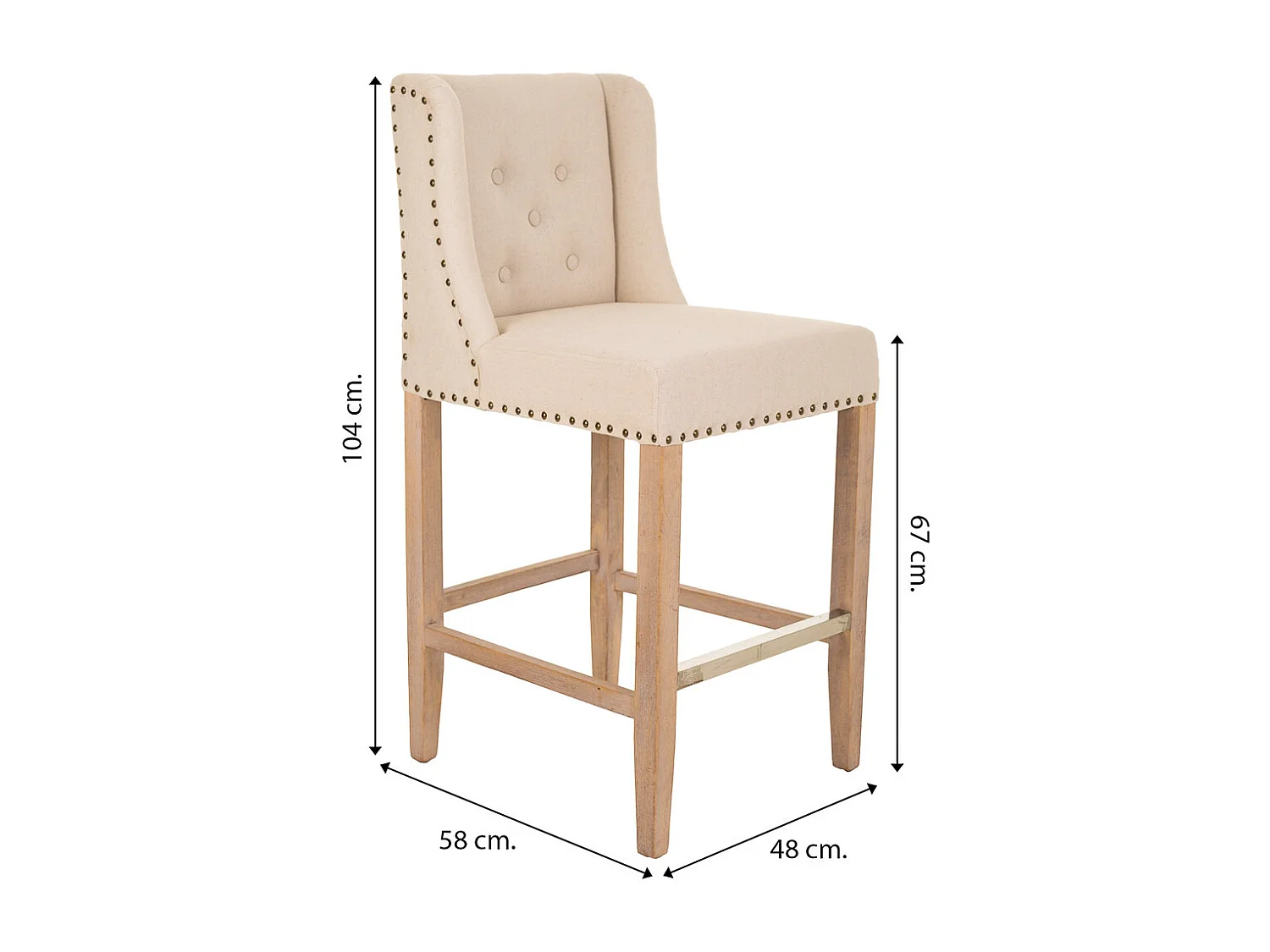 Sgabello in legno grigio 48x58x67/104h