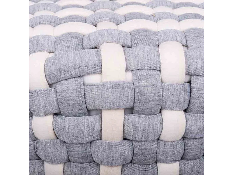 Sgabello in legno e cotone intrecciato