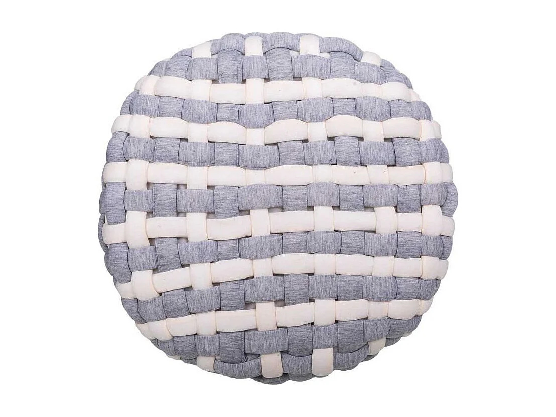 Sgabello in legno e cotone intrecciato