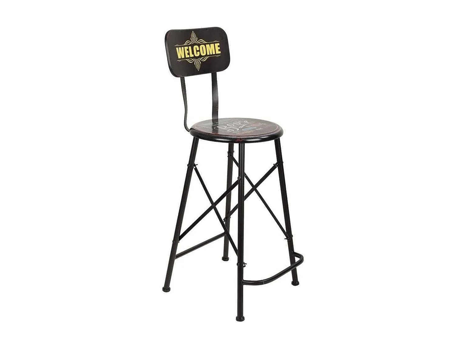 Tabouret haut en métal noir 46x40x100h