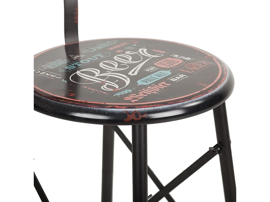 Tabouret haut en métal noir 46x40x100h