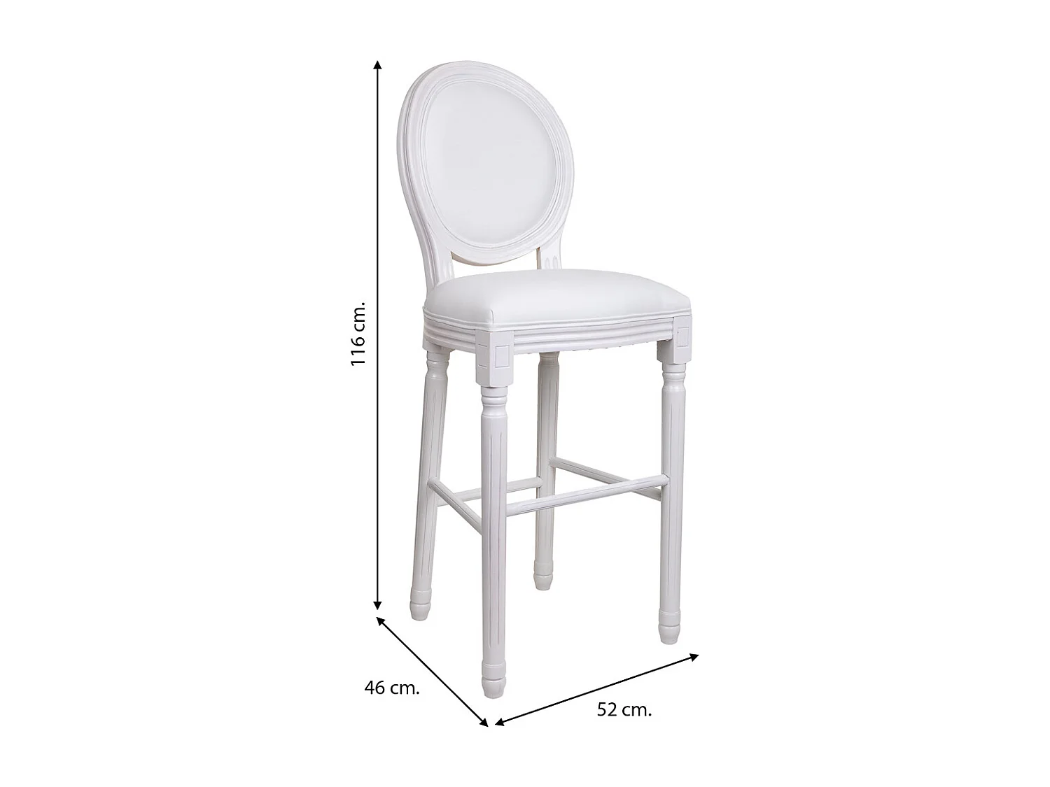 Taburete de madera blanco 52x46x116