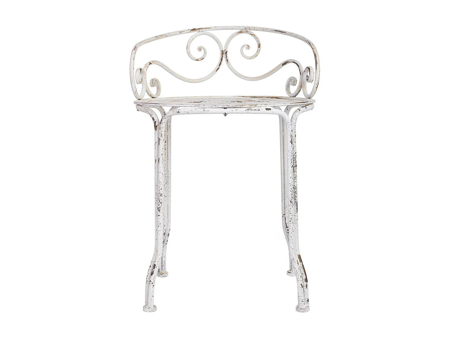 Banqueta de metal branco com acabamento envelhecido