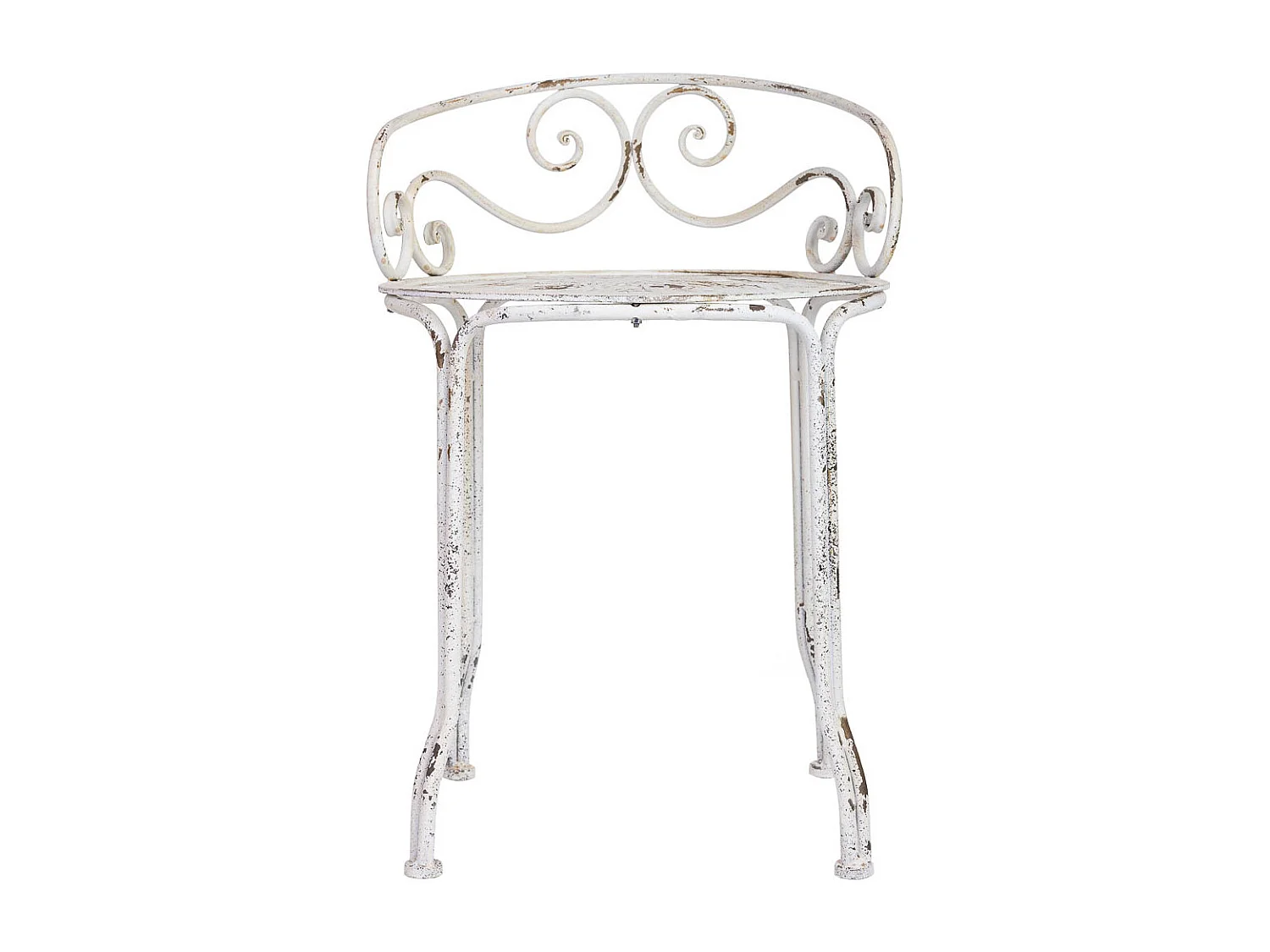 Banqueta de metal branco com acabamento envelhecido