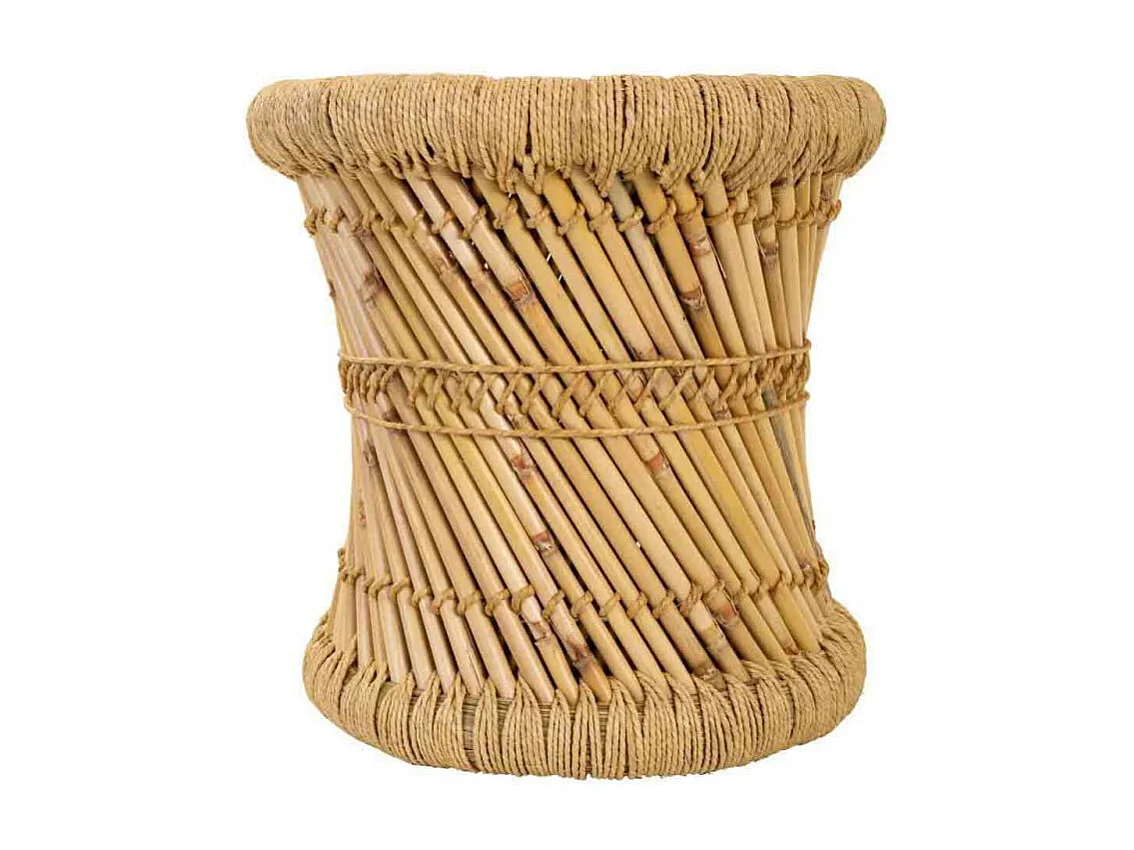 Set 2 Taburetes De Bambu Y Cuerda Natural
