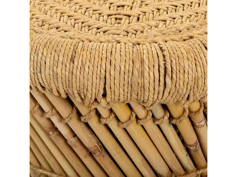 Set 2 Taburetes De Bambu Y Cuerda Natural