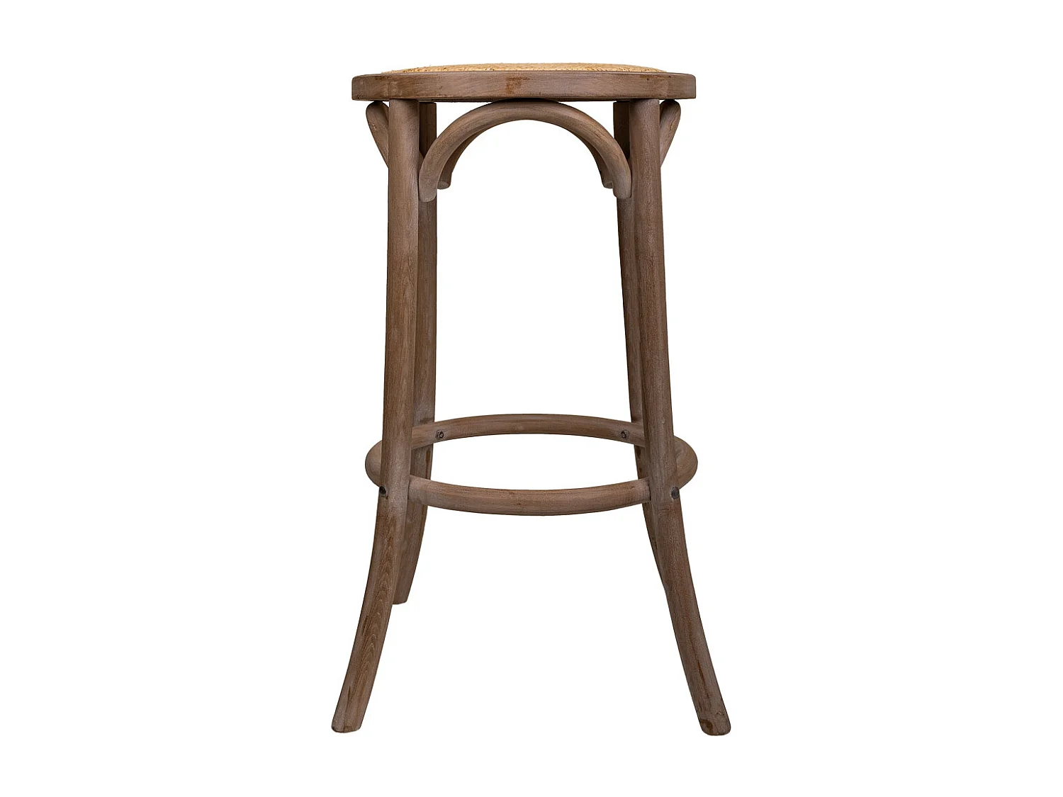 Hocker aus Holz und braunem Netz, T38x75h cm