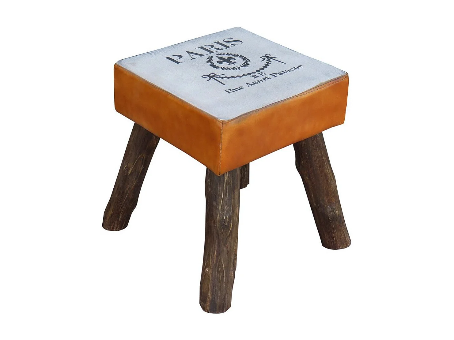 Gestoffeerde kruk met handgemaakte afwerking