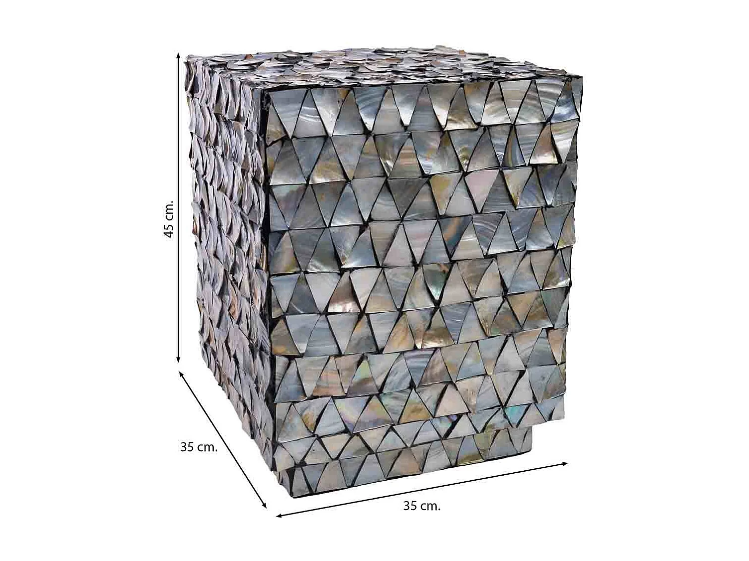 Sgabello in legno con madreperla grigia