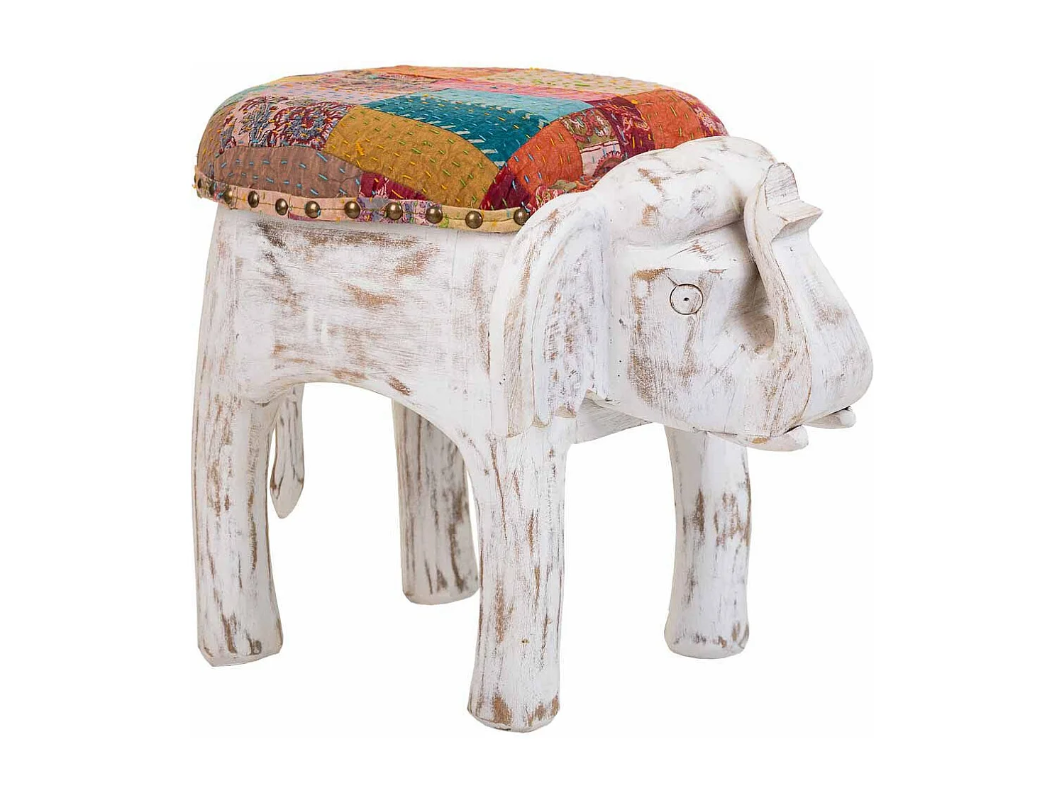 Banqueta branca com acabamento artesanal