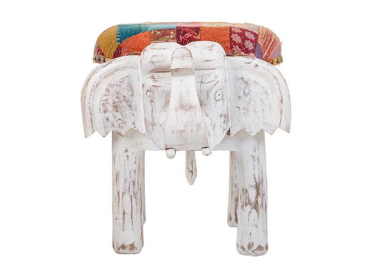 Banqueta branca com acabamento artesanal