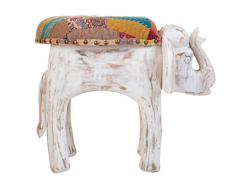 Banqueta branca com acabamento artesanal