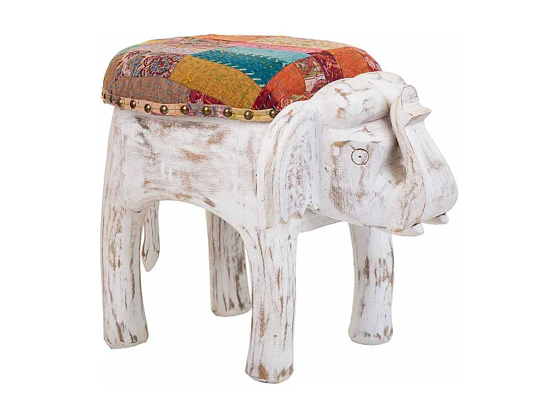 Banqueta branca com acabamento artesanal