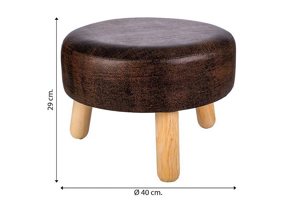 Taburete De Madera Y Polipiel