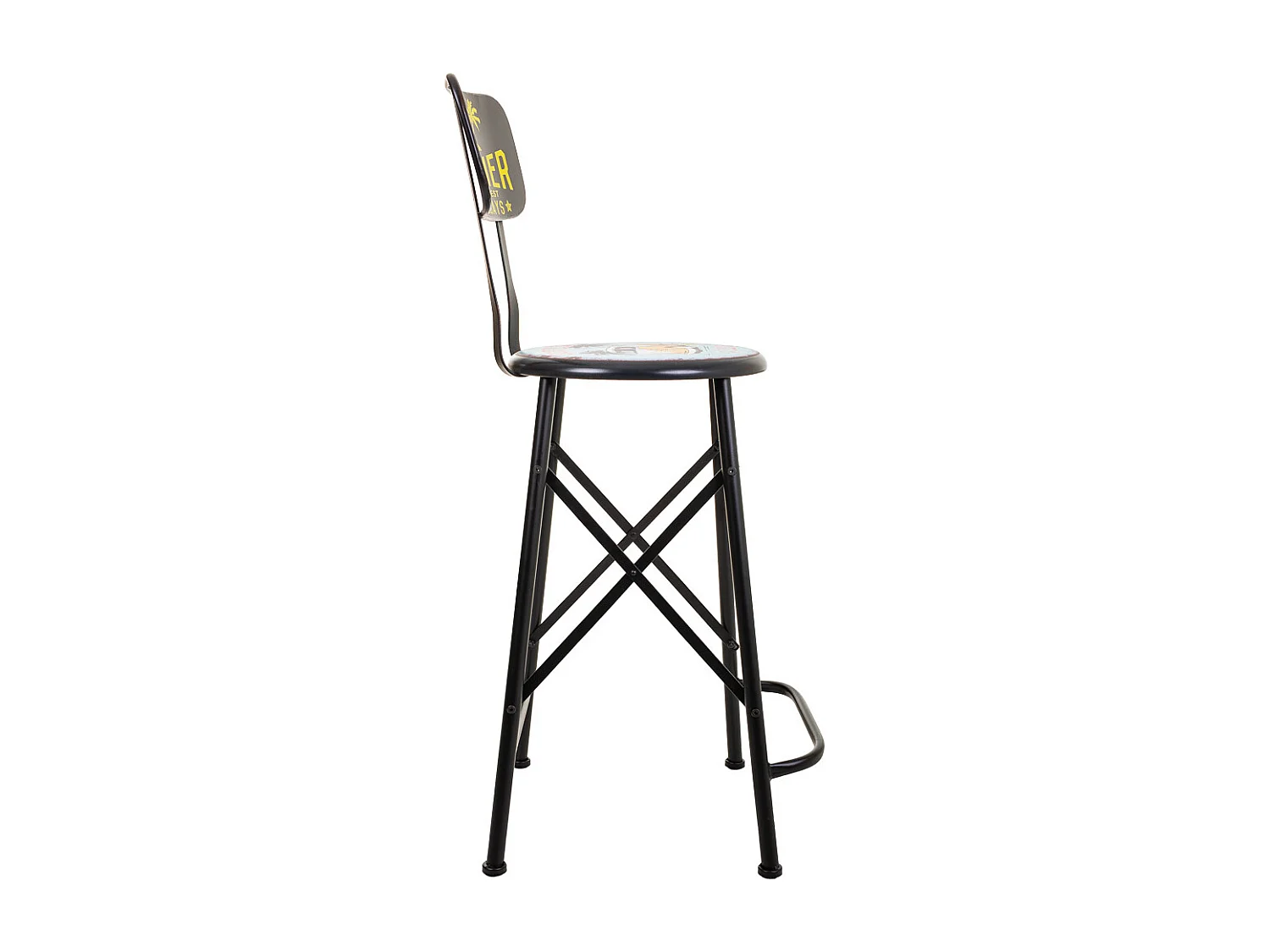 Tabouret en métal noir 46x100x40h cm