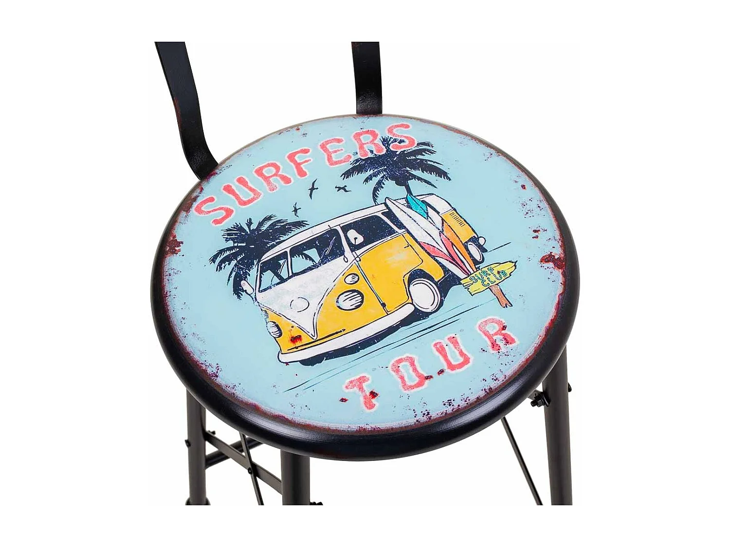 Tabouret en métal noir 46x100x40h cm