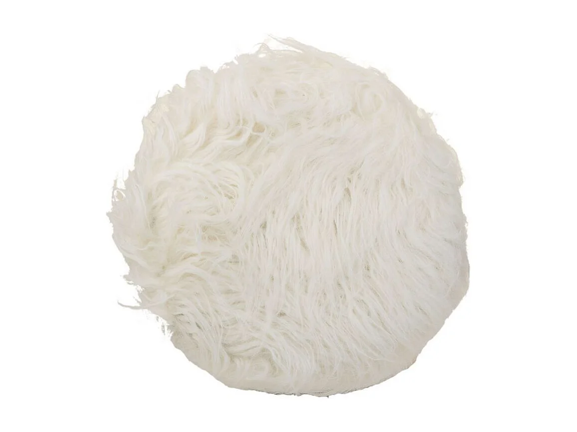 Banqueta de madeira com estofamento em tecido branco