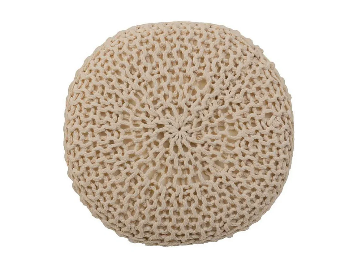 Banquinho de madeira e algodão trançado marrom