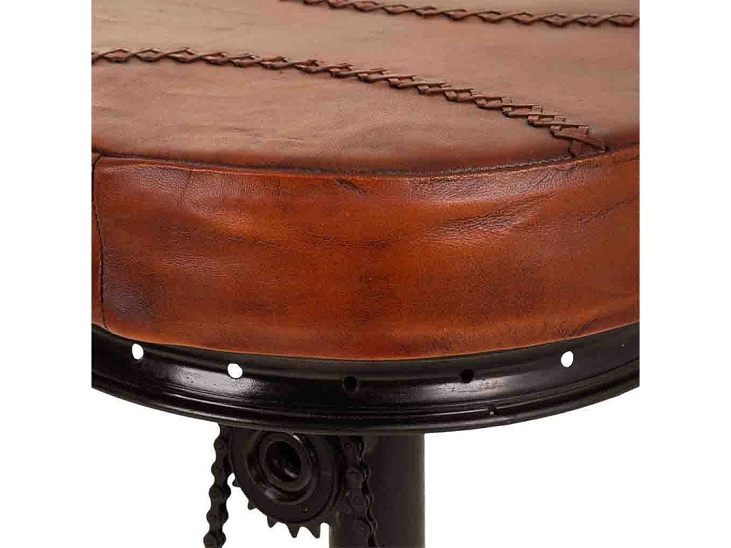 Sgabello in metallo e pelle nero 41x41x80