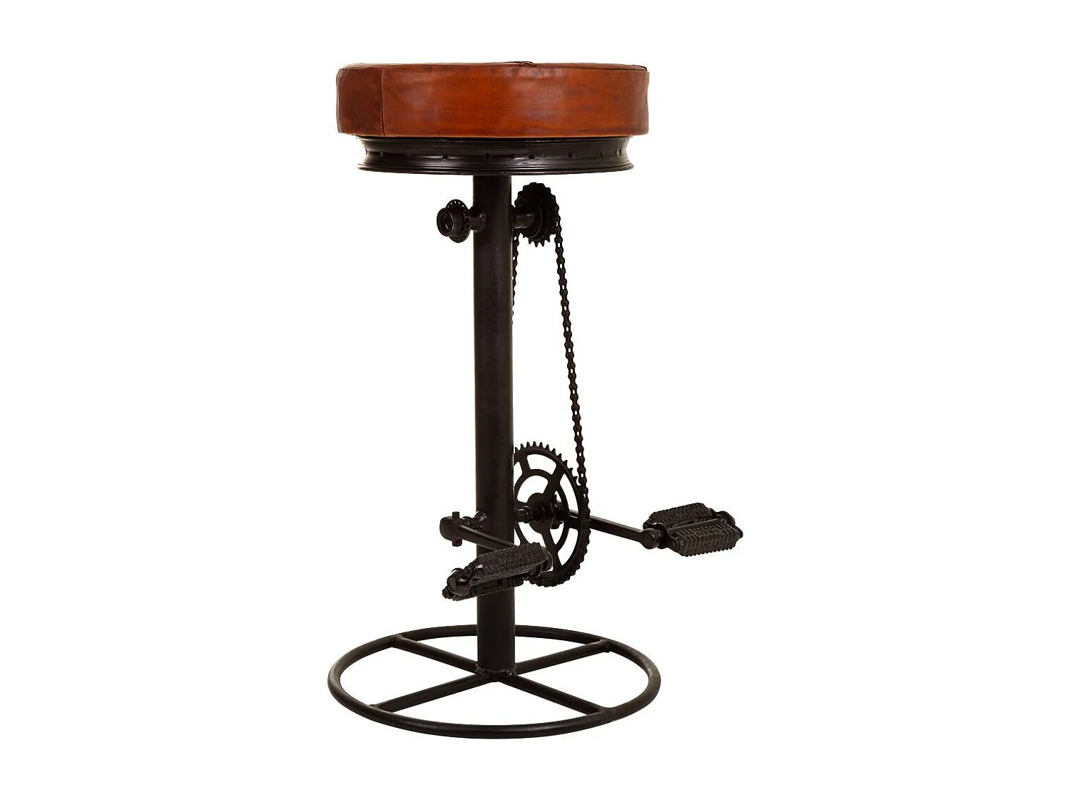 Sgabello in metallo e pelle nero 41x41x80