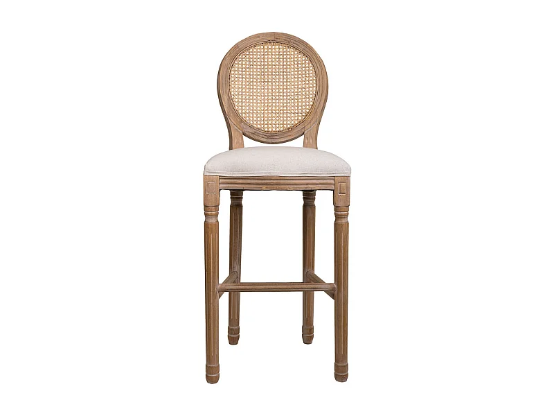 Cremefarbener gepolsterter Holzhocker 48x42x76/121h cm